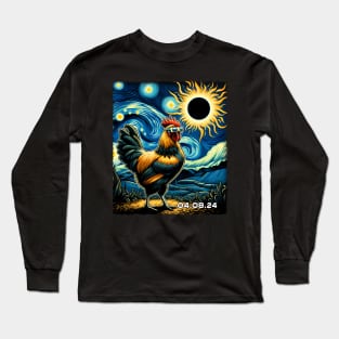 Chickens Eclipse Expedition: Quirky Tee for Farmyard Enthusiasts Long Sleeve T-Shirt